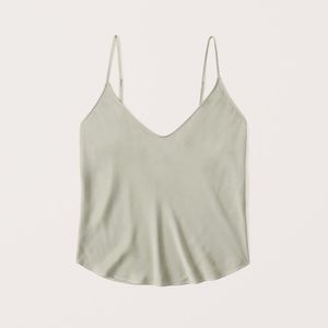 ABERCROMBIE & FITCH Sage Green 90s Satin Voopneck Cami